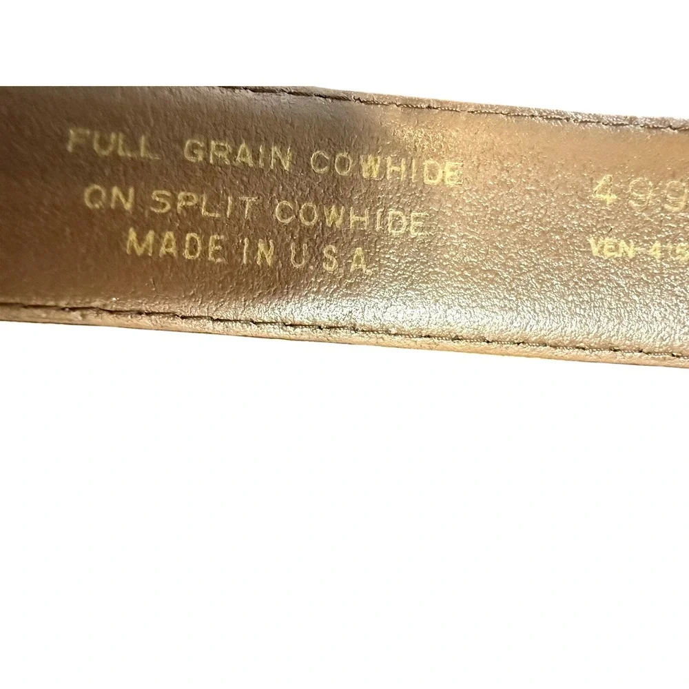 VNG Brown Stitched Leather Dress Belt - Men's Size 38 USA full grain cowhide‎